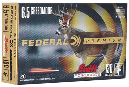[604544656121] Federal P65CRDSS1 Premium  6.5Creedmoor 130gr Swift Scirocco II 20 Per Box/10 Case