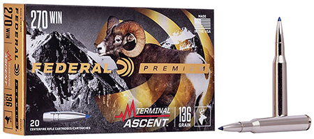 [604544659368] Federal P270TA1 Premium Terminal Ascent 270Win 136gr 20 Per Box/10 Case