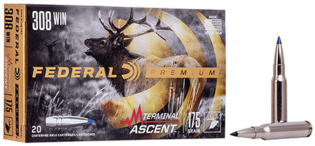 [604544659436] Federal P308TA1 Premium Terminal Ascent 308Win 175gr 20 Per Box/10 Case