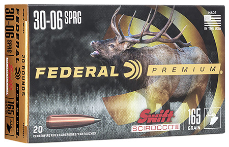 [604544656053] Federal P3006SS1 Premium  30-06Springfield 165gr Swift Scirocco II 20 Per Box/10 Case