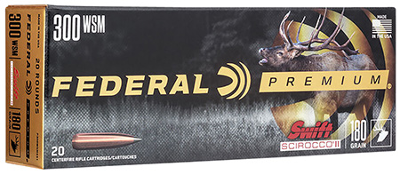 [604544656060] Federal P300WSMSS1 Premium  300WSM 180gr Swift Scirocco II 20 Per Box/10 Case