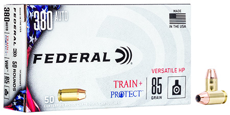 [604544658019] Federal TP380VHP1 Train + Protect  380ACP 85gr Versatile Hollow Point 50 Per Box/10 Case