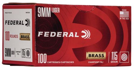 [029465063238] Federal WM51991 Champion Training 9mmLuger 115gr Full Metal Jacket 100 Per Box/5 Case