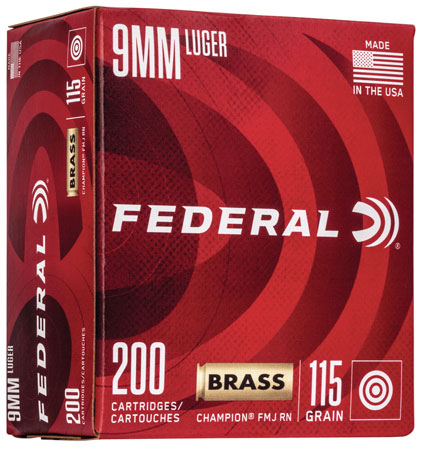 [604544634211] Federal WM51992 Champion Training 9mmLuger 115gr Full Metal Jacket 200 Per Box/5 Case