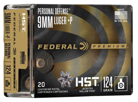 [604544657456] Federal P9HST3S Premium Personal Defense 9mmLuger+P 124gr HST Jacketed Hollow Point 20 Per Box/10 Case