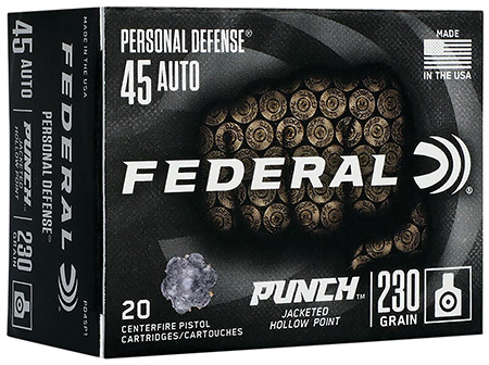 [604544659030] Federal PD45P1 Punch Personal Defense 45ACP 230gr Jacketed Hollow Point 20 Per Box/10 Case