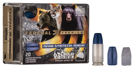[604544658156] Federal P45SHC1 Premium  45ACP+P 240gr Solid Core Synthetic Flat Nose 20 Per Box/10 Case