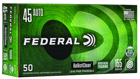 [029465098193] Federal BC45CT1 BallistiClean Reduced Hazard Training 45ACP 155gr Lead Free Frangible 50 Per Box/20 Case