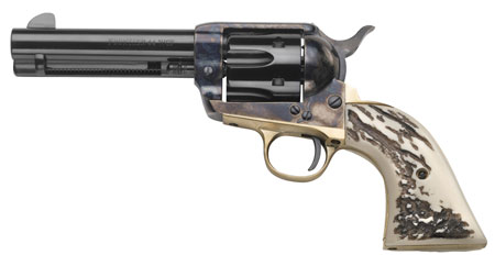 [810012511827] Taylors  &  Company 200071 1873 Cattleman 357 Mag Caliber with 4.75" Blued Finish Barrel, 6rd Capacity Blued Finish Cylinder, Color Case Hardened Finish Steel Frame  &  Imitation Stag Grip