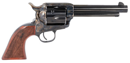 [839665004739] Taylors  &  Company 550811 Smoke Wagon  357 Mag Caliber with 5.50" Blued Finish Barrel, 6rd Capacity Blued Finish Cylinder, Color Case Hardened Finish Steel Frame  &  Checkered Walnut Grip
