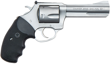 [678958735420] Charter Arms 73542 Mag Pug Target Large 357 Mag, 5 Shot 4.20" Matte Stainless Steel Barrel, Cylinder  &  Frame w/Black Finger Grooved Rubber Grip