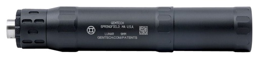 [609224346637] Gemtech 12711 Lunar-9  9mm Luger 1.40" Black Hardcoat Anodized Aluminum 1/2"-28 tpi