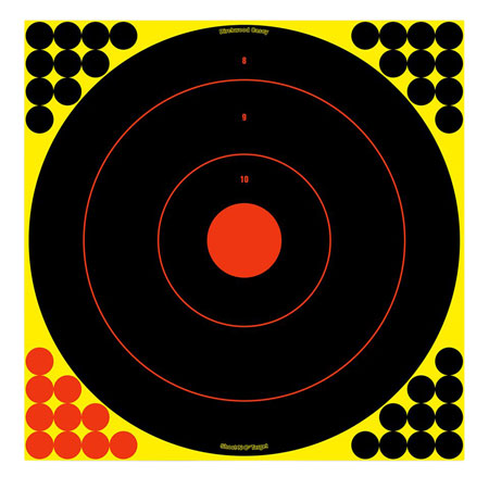[029057341706] Birchwood Casey 34170 Shoot-N-C Reactive Target Self-Adhesive Paper Black/Yellow/Red 17.25" Bullseye 100 Pack