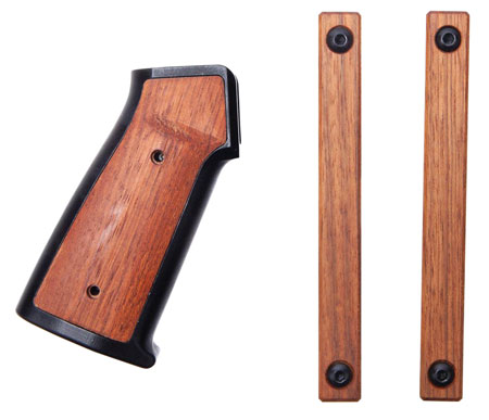 [850869008712] Sharps Bros SBARG01 AR-15 Grip Set Black Cerakote 6061-T6 Aluminum Frame w/Brazilian Cherry Inserts