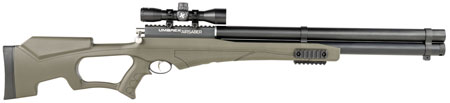 [723364526602] Umarex 2252660 Air Saber Combo PCP Umarex Straight Flight Technology Arrows 1 Shot, Black Barrel, Black Receiver, Green Fixed Thumbhole Stock, Scope Axeon Optics 4x32mm