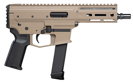 [853427007707] Angstadt Arms AAMDP09PF6 MDP-9  9mm Luger 27+1 5.85" Black Melonite Threaded Barrel, M-LOK Free-Float Handguards, Flat Dark Earth Cerakote Aluminum Picatinny Rail Receiver, Black Polymer Grips