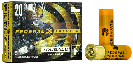 [029465025274] Federal PB203RS Premium Vital-Shok TruBall 20Gauge 2.75" 3/4oz RifledSlug Shot 5 Per Box/50 Case