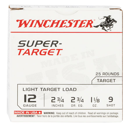 [020892025424] Winchester Ammo TRGT129 Super-Target Light Target 12Gauge 2.75" 1 1/8oz 9Shot 25 Per Box/10 Case