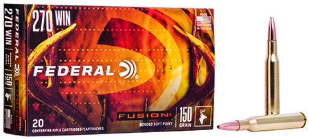 [029465097875] Federal F270FS2 Fusion  270Win 150gr Bonded Soft Point 20 Per Box/10 Case