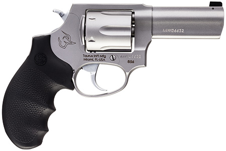 [725327933854] Taurus 285639NS 856 Defender 38 Special +P Caliber with 3" Barrel, 6rd Capacity Cylinder, Overall Matte Finish Stainless Steel, Finger Grooved Black Hogue Rubber Grip  &  Night Front Sight