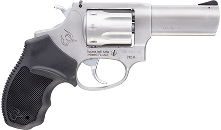 [725327618683] Taurus 2942M039 942  22 WMR 8rd 3" Barrel, Overall Matte Finish Stainless Steel  &  Finger Grooved Black Polymer Grip
