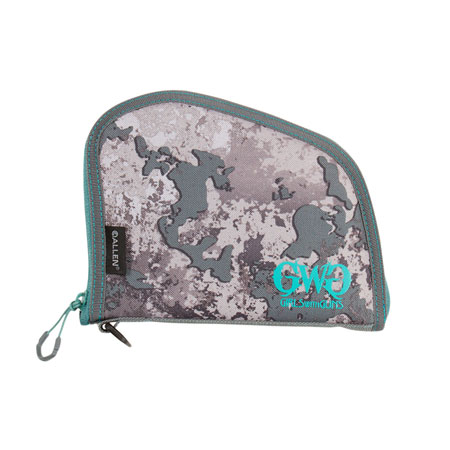 [026509047650] Girls With Guns 918 In The Shade Handgun Case 8" Gray/Teal/Shade Camo, Locking Zipper