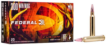 [029465098018] Federal F300WFS2 Fusion  300WinMag 165gr Bonded Soft Point 20 Per Box/10 Case