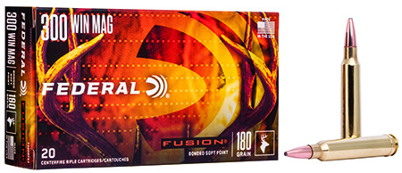 [029465098025] Federal F300WFS3 Fusion  300WinMag 180gr Bonded Soft Point 20 Per Box/10 Case