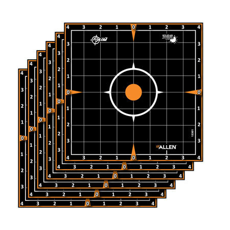 [026509048947] EZ-Aim 15301 Splash Reactive  Self-Adhesive Paper Black/Orange 8" Sight-In Grid 6 Pack