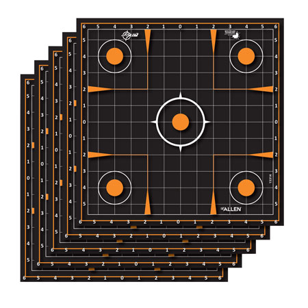 [026509048046] EZ-Aim 15314 Splash Reactive  Self-Adhesive Paper Black/Orange 12" Sight-In Grid 5 Pack