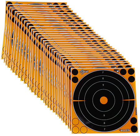 [026509046448] EZ-Aim 15221 Splash Reactive  Self-Adhesive Paper Black/Orange 8" Bullseye 30 Pack