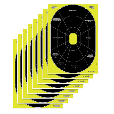 [026509046547] EZ-Aim 15220 Splash Reactive Target Oval Paper Hanging Handgun 12" x 18" Black/Yellow 8 Per Pkg
