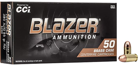[076683052025] CCI 5202 Blazer Brass Handgun 380ACP 95gr Full Metal Jacket 50 Per Box/20 Case