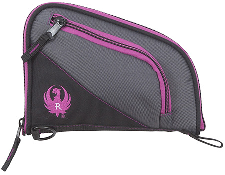 [026509012368] Ruger 27409 Tucson Women's Handgun Case Black/Gray Orchid Accents Lockable Zippers 8"