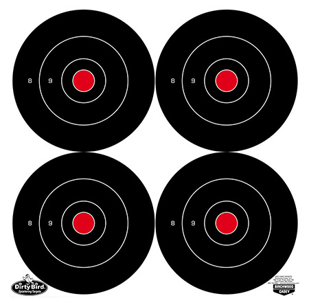 [029057355048] Birchwood Casey 35504 Dirty Bird  5.50" Bullseye Tagboard Hanging Black/White 12 PK