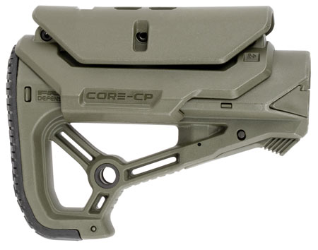 [7290111581847] FAB Defense FXGLCORECPG GL-Core CP Buttstock for AR-15/ M4 w/Adjustable Cheek-Rest OD Green Fiberglass Reinforced Polymer