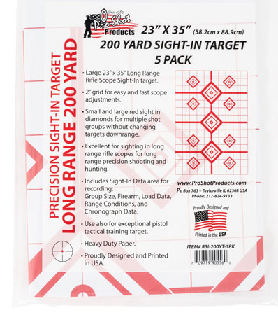 [709779905560] Pro-Shot RSI200YT5PK SplatterShot Sight-In Diamond Hanging Heavy Paper 200 yds 23" x 35" White/Red 5 Pack