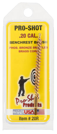 [709779100910] Pro-Shot 20R Bore Brush  .20/ .204 Cal Rifle #5-40" Thread Bronze Bristles Brass Core