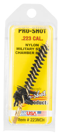 [709779900534] Pro-Shot 223NCH Chamber Brush Military Style 223 Rem/5.56x45mm NATO AR Platform #8-32 Thread Nylon Bristles Brass Core