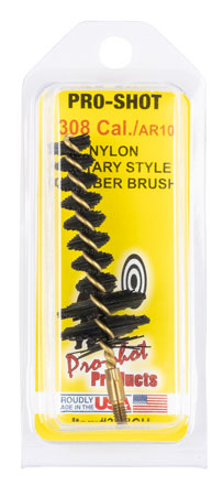 [709779300556] Pro-Shot 30NCH Chamber Brush Military Style .308/ 7.62mm Cal AR Platform #8-32 Thread Nylon Bristles Brass Core