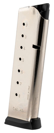 [765595103900] Mec-Gar MGCG4508NPF Standard  8rd 45 ACP Fits 1911 Government Nickel Stainless Steel