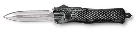 [099654022131] CobraTec Knives SSWCTK1SDAGNS CTK-1  Small 2.75" OTF Dagger Plain D2 Steel Blade/Stonewashed Aluminum Handle Features Glass Breaker Includes Pocket Clip