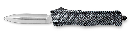 [099654024821] CobraTec Knives LCFCTK1LDNS CTK-1  Large 3.75" OTF Drop Plain D2 Steel Blade/Carbon Fiber Aluminum Handle Features Glass Breaker Includes Pocket Clip