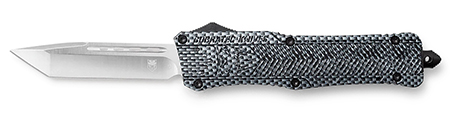 [099654024845] CobraTec Knives LCFCTK1LTNS CTK-1  Large 3.75" OTF Tanto Plain D2 Steel Blade/Carbon Fiber Aluminum Handle Features Glass Breaker Includes Pocket Clip