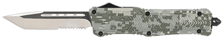 [099654025200] CobraTec Knives LADCCTK1LTS CTK-1  Large 3.75" OTF Tanto Part Serrated D2 Steel Blade/Army DigiCamo Aluminum Handle Features Glass Breaker Includes Pocket Clip