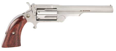 [744253003332] North American Arms 22MCR4 Ranger II  22 LR or 22 WMR Caliber with 4" Barrel, 5rd Capacity Cylinder, Overall Stainless Steel Finish  &  Rosewood Boot Grip Includes Cylinder