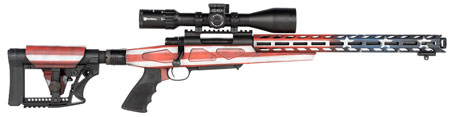 [682146398618] Howa HFLG65C16 M1500 APC Chassis Gen2 6.5 Creedmoor 10+1 16.25" Barrel, American Flag Cerakote Receiver, American Flag 6 Position Luth-AR MBA-4 with Aluminum Chassis Stock, Black Polymer Grip