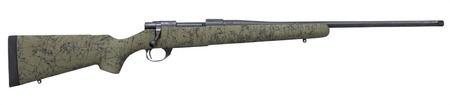 [682146399318] Howa HHS45533 M1500 HS Precision 6.5 PRC 3+1 24" Threaded Barrel, Black Steel Receiver, Green w/Black Webbing HS Precision Synthetic Stock