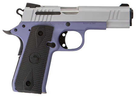[682146282412] Citadel CIT380OLALA M1911 Baby Compact Frame 380 ACP 7+1, 3.75" Stainless Steel Barrel, Silver Serrated Steel Slide, Crushed Orchard Cerakote Aluminum Frame w/Beavertail, Ambidextrous