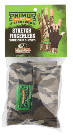 [010135066819] Primos PS6681 Stretch Fit  Mossy Oak Original BottomLand Fingerless Neoprene OSFA
